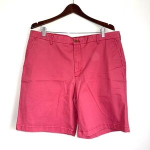 IZOD Mens 38 Dusty Pink Red Flat Front 9.5" Stretch Chino Shorts Z7